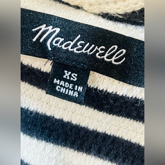 MADEWELL Black and White striped fit and flare dress XS - Picture 6 of 16
